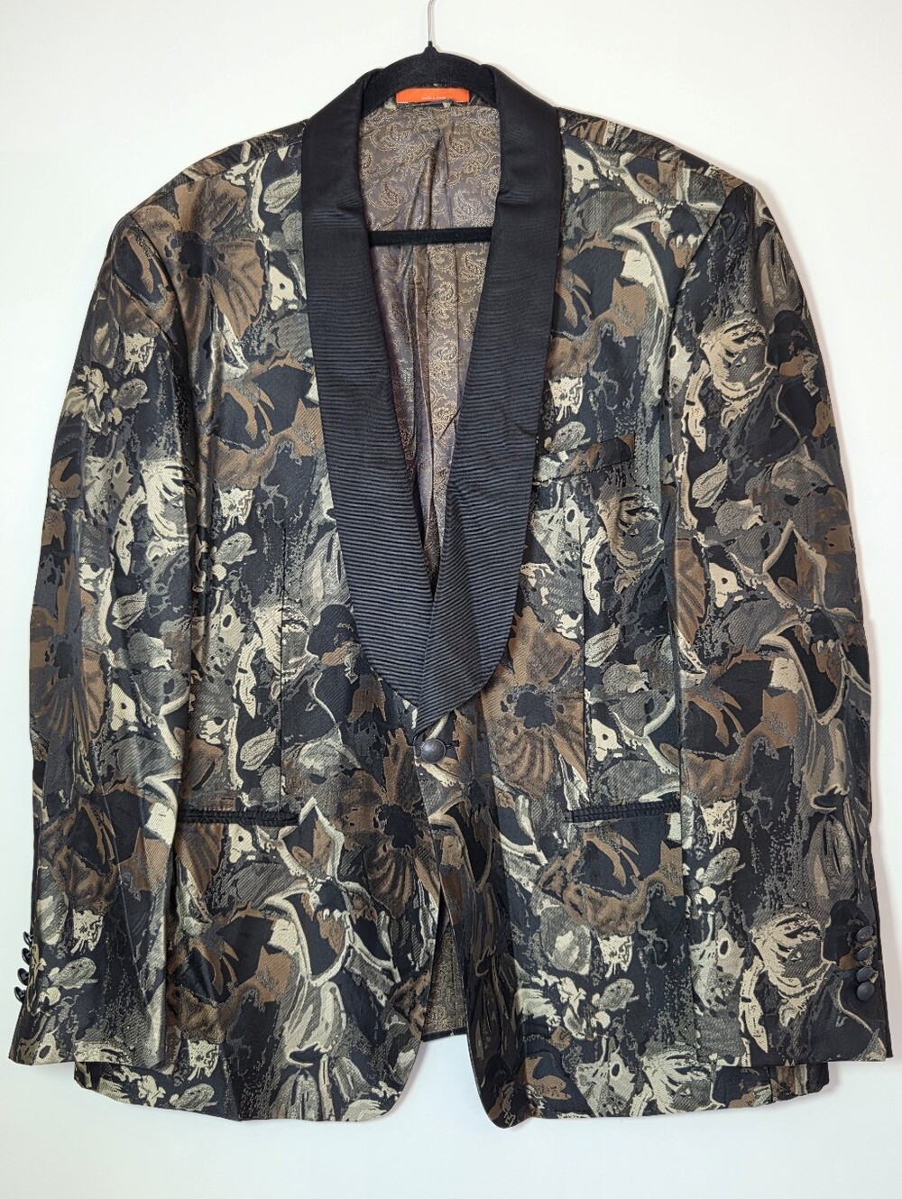 Tallia Men 50R Floral Jacquard Dinner Jacket Tuxedo Blazer Shawl Collar